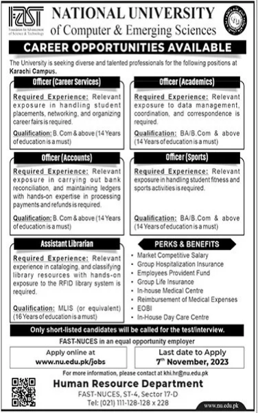 Latest Fast National University Jobs Karachi 2023 Advertisement